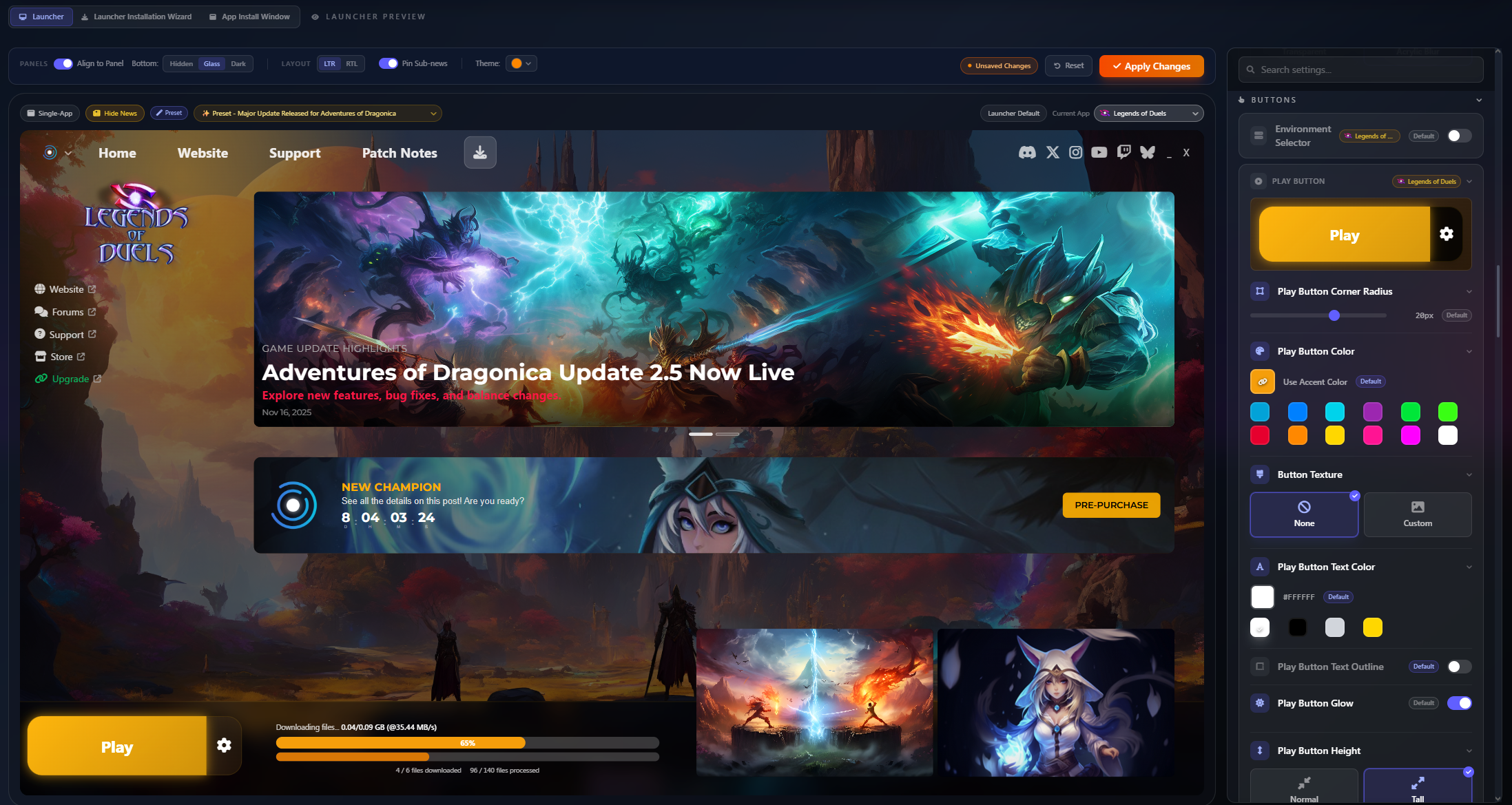 Launcher Builder Visual Editor